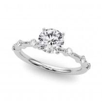 Diamond Accented Scalloped Engagement Ring in Palladium (0.20ct)