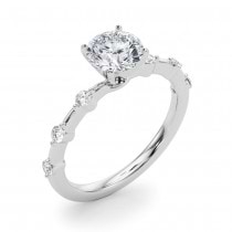 Diamond Accented Scalloped Engagement Ring in Palladium (0.20ct)