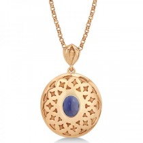 Vintage Diamond Iolite Pendant Necklace in 14k Rose Gold (1.75ct)