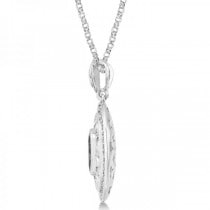 Vintage Diamond Iolite Pendant Necklace in 14k White Gold (1.75ct)