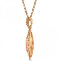 Vintage Diamond Pink Tourmaline Pendant Necklace 14k Rose Gold (1.75ct)