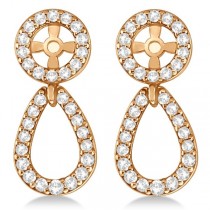 Ladies Teardrop Dangle Diamond Earring Jackets 14k Rose Gold (0.38ct)