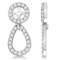 Ladies Teardrop Dangle Diamond Earring Jackets 14k White Gold (0.38ct)