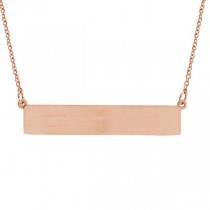 Personalized Engravable Bar Pendant Necklace in Solid 14k Rose Gold