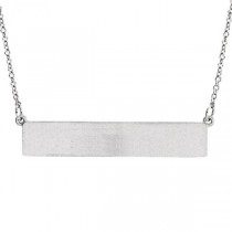 Personalized Engravable Bar Pendant Necklace in Solid 14k White Gold