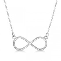 Ladies Sideways Infinity Loop Pendant w/ 18 inch chain 14k White Gold