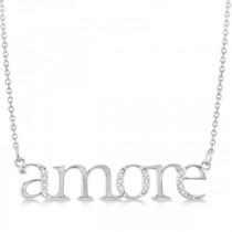 Amore Diamond Pendant Necklace in 14k White Gold (0.08ct)