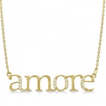 Amore Diamond Pendant Necklace in 14k Yellow Gold (0.08ct)