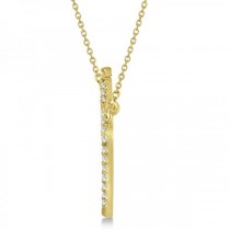 Diamond Accented Apple Pendant Necklace 14k Yellow Gold (0.20ct)