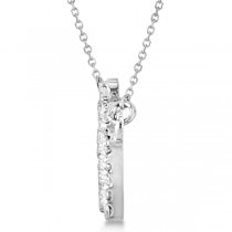 Ladies Diamond Accented Crown Pendant Necklace 14k White Gold 0.20ct