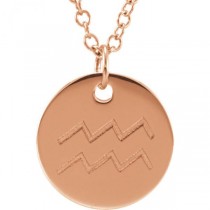 Zodiac Sign Pendant Necklace in Plain Metal 14k Rose Gold