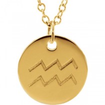 Zodiac Sign Pendant Necklace in Plain Metal 14k Yellow Gold
