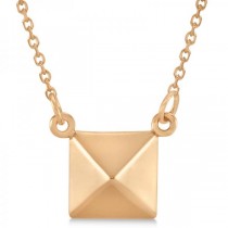 Pyramid Pendant Necklace in Plain Metal 14k Rose Gold