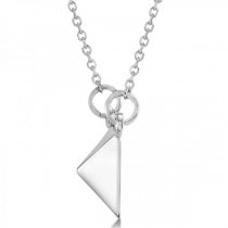 Pyramid Pendant Necklace in Plain Metal 14k White Gold