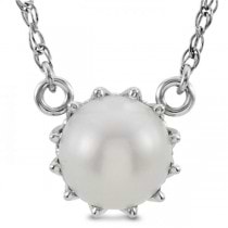 Freshwater Cultured Pearl Solitaire Necklace 14k White Gold 7.50-8mm