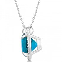 Diamond & Swiss Blue Topaz Pendant Necklace 14k White Gold (2.56ct)