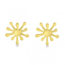 Starbust Stud Earrings in Plain Metal 14k Yellow Gold