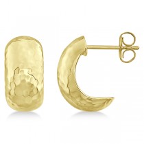 Hammered Hoop Drop Earrings in 14k Yellow Gold