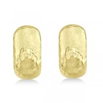 Hammered Hoop Drop Earrings in 14k Yellow Gold