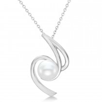 Freeform Cultured Freshwater Pearl Pendant 14k White Gold