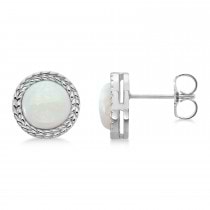 Bezel Set Opal Birthstone Earrings  Platinum  (1.66ct)