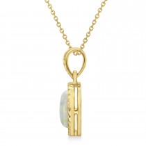 Bezel Set Opal Birthstone Pendant Necklace 14k Yellow Gold (1.30ct)