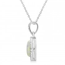 Bezel Set Opal Birthstone Pendant Necklace Platinum (1.30ct)