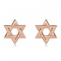 Jewish Star of David Stud Earrings 14K Rose Gold
