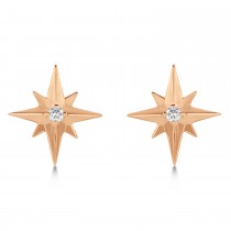Diamond Star Compass Stud Earrings 14k Rose Gold (0.03ct)
