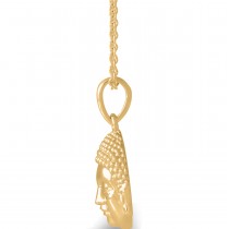 Buddha Head Pendant Necklace 14k Yellow Gold