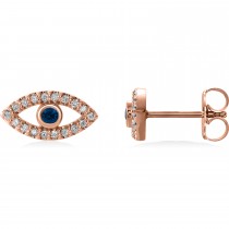 Blue Sapphire & Diamond Accented Evil Eye Earrings 14k Rose Gold (0.46ct)