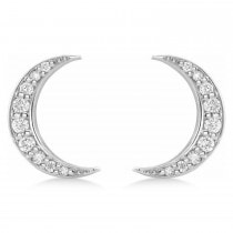 Lab-Grown Diamond Crescent Moon Stud Earrings 14K White Gold (0.10ct)
