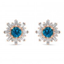 Diamond & Blue Topaz Earrings 14k Rose Gold (2.24ct)
