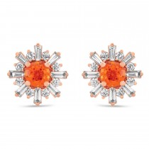 Diamond & Fire Opal Earrings 14k Rose Gold (1.80ct)