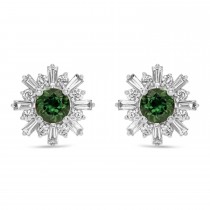 Diamond & Green Tourmaline Earrings 14k White Gold (2.02ct)