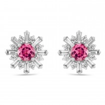 Diamond & Pink Tourmaline Earrings 14k White Gold (2.02ct)
