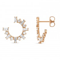 Diamond Front-Facing Hoop Earrings 14k Rose Gold (1.00ct)