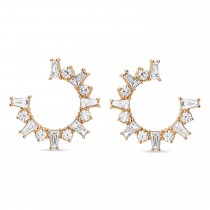 Diamond Front-Facing Hoop Earrings 14k Rose Gold (1.00ct)