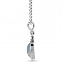Oval Natural Rainbow Moonstone & Natural Diamond Pendant Necklace 14K White Gold (0.62ct)