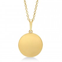 Floral Medallion Disk Pendant Necklace 14k Yellow Gold