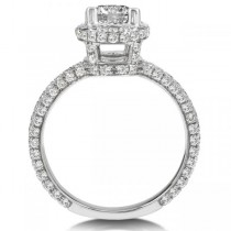 Round Halo Diamond Engagement Ring High Mount 14K White Gold (1.50ct)