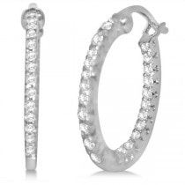 Diamond Circle Earrings in 14k White Gold (1.20ct)