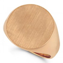 Men's Signet Ring, Round Shaped, Engravable in Solid 14k Rose Gold