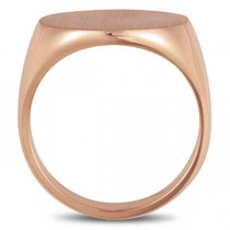 Men's Signet Ring, Round Shaped, Engravable in Solid 14k Rose Gold