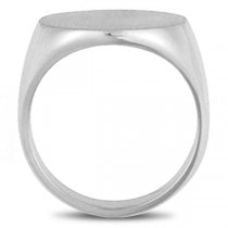 Men's Signet Ring, Round Shaped, Engravable in Solid 14k White Gold