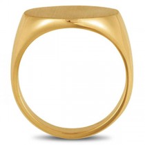 Men's Signet Ring, Round Shaped, Engravable in Solid 14k Yellow Gold