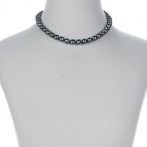 Black Freshwater Pearl Necklace & Stud Earring Set 14k  Gold 10mm