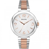 Bulova Women's White Dial Two Tone Stainless Steel Quartz Watch