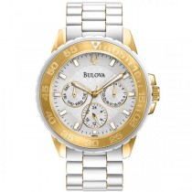 Bulova Women's Silver Dial Chronograph White Rubber Strap Sport Watch