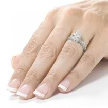 Princess Cut Halo Diamond Engagement Ring 14K Gold (1.00ct)
